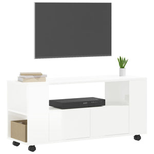 Mobile Porta TV Bianco Lucido 102x34,5x43 cm Legno Multistrato 833744