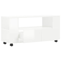 Mobile Porta TV Bianco Lucido 102x34,5x43 cm Legno Multistrato 833744