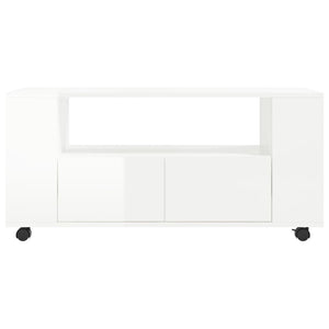 Mobile Porta TV Bianco Lucido 102x34,5x43 cm Legno Multistrato 833744