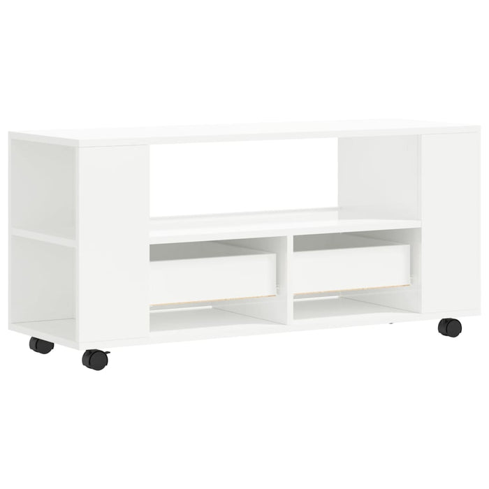 Mobile Porta TV Bianco Lucido 102x34,5x43 cm Legno Multistrato 833744