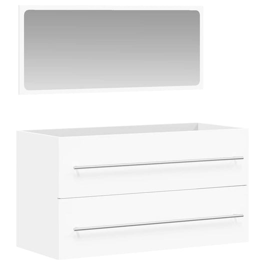 Mobile da Bagno con Specchio Bianco in Legno Multistrato 833879