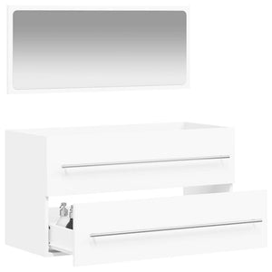 Mobile da Bagno con Specchio Bianco in Legno Multistratocod mxl 106066