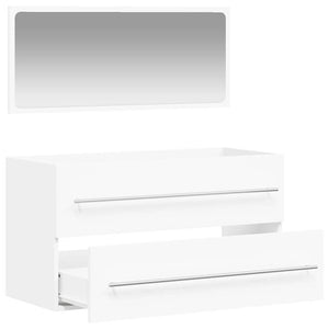 Mobile da Bagno con Specchio Bianco in Legno Multistrato 833879