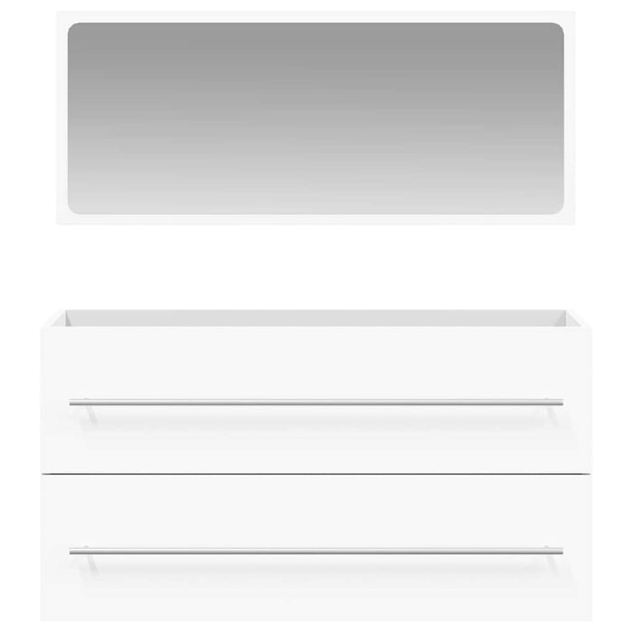 Mobile da Bagno con Specchio Bianco in Legno Multistrato 833879