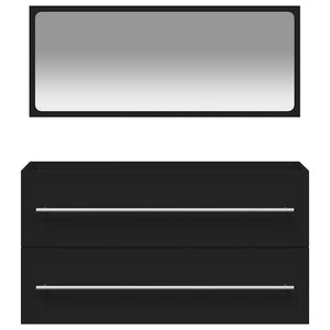 Mobile da Bagno con Specchio Nero in Legno Multistrato 833880