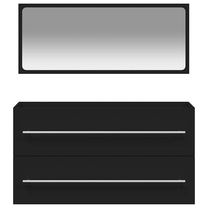 Mobile da Bagno con Specchio Nero in Legno Multistrato 833880