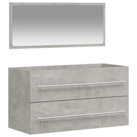 Mobile da Bagno con Specchio Grigio Cemento Legno Multistrato 833882