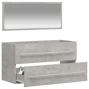Mobile da Bagno con Specchio Grigio Cemento Legno Multistratocod mxl 130037