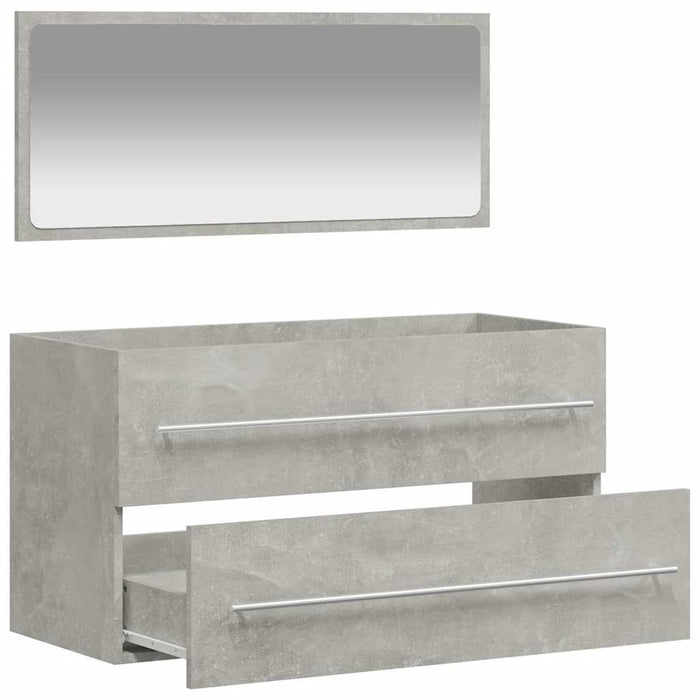 Mobile da Bagno con Specchio Grigio Cemento Legno Multistrato 833882