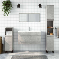 Mobile da Bagno con Specchio Grigio Cemento Legno Multistrato 833882