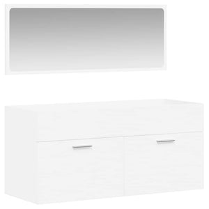 Mobile da Bagno con Specchio Bianco in Legno Multistratocod mxl 87816