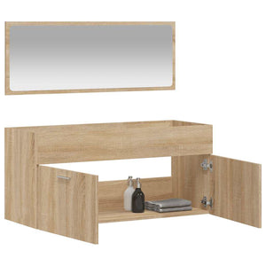 Mobile da Bagno con Specchio Rovere Sonoma in Legno Multistrato 833886