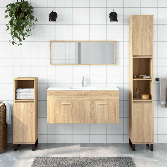 Mobile da Bagno con Specchio Rovere Sonoma in Legno Multistrato 833886