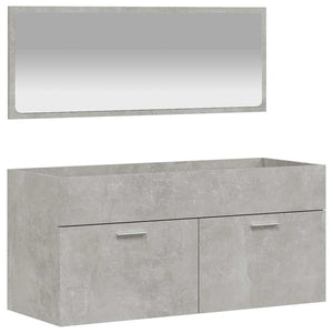 Mobile da Bagno con Specchio Grigio Cemento Legno Multistratocod mxl 106078