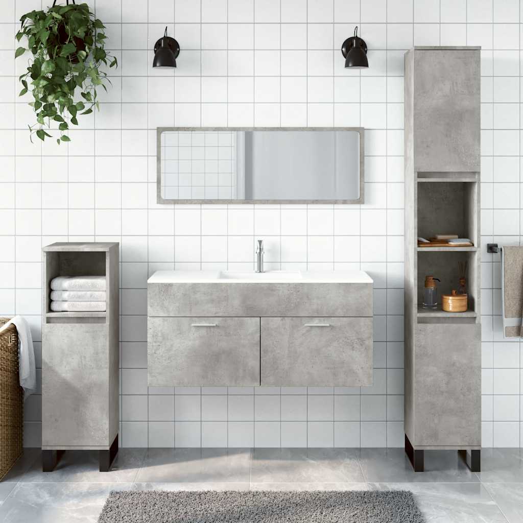 Mobile da Bagno con Specchio Grigio Cemento Legno Multistratocod mxl 106078
