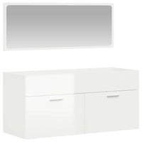 Mobile da Bagno con Specchio Bianco Lucido in Legno Multistrato 833888