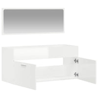 Mobile da Bagno con Specchio Bianco Lucido in Legno Multistrato 833888