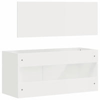 Mobile da Bagno con Specchio Bianco Lucido in Legno Multistrato 833888