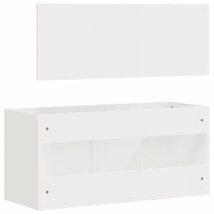 Mobile da Bagno con Specchio Bianco Lucido in Legno Multistrato 833888