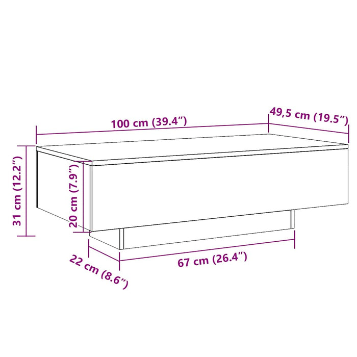 Tavolino da Salotto Nero 100x49,5x31 cm in Legno Multistrato 833890
