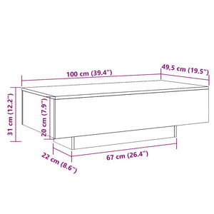 Tavolino da Salotto Rovere Fumo 100x49,5x31cm Legno Multistrato 833893