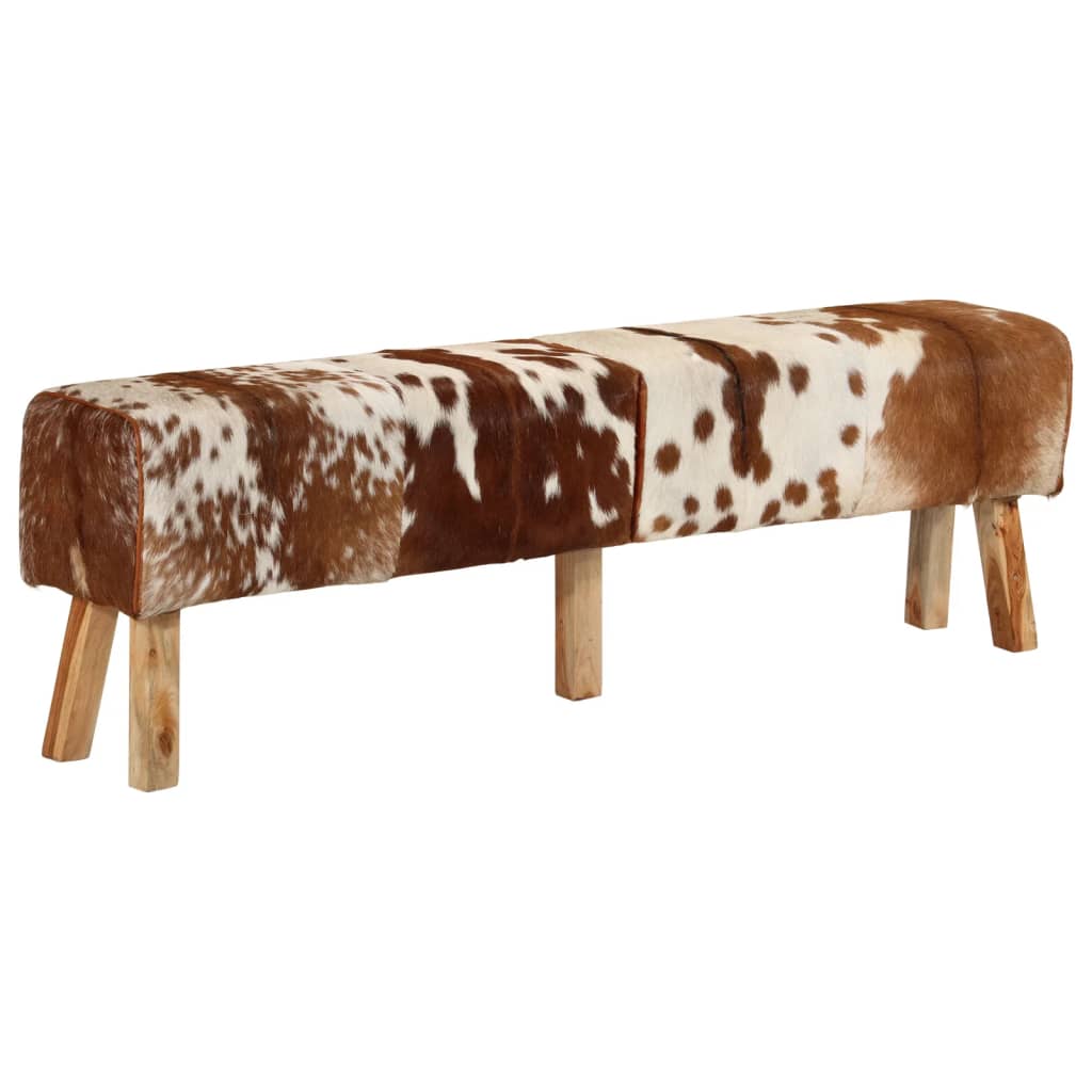 Panca Marrone e Bianca 160x28x50 cm in Vera Pelle di Capra 355846
