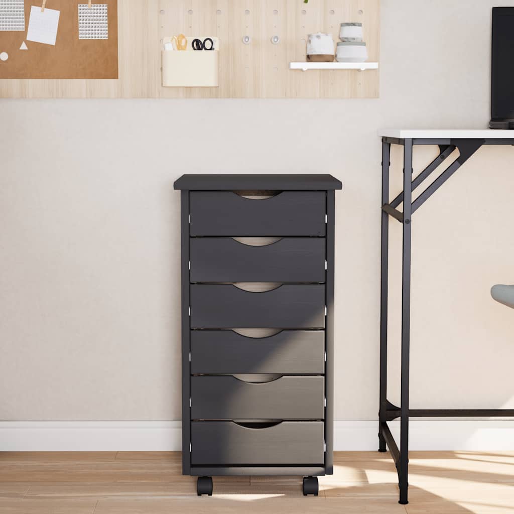 Armadietto Rotante con Cassetti MOSS Grigio Legno Massello Pino