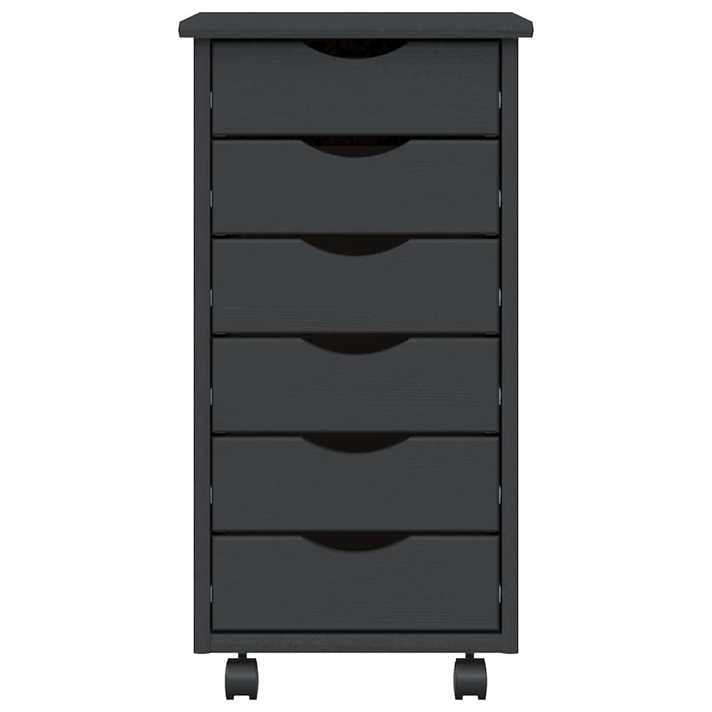 Armadietto Rotante con Cassetti MOSS Grigio Legno Massello Pino