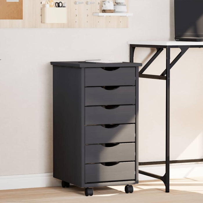 Armadietto Rotante con Cassetti MOSS Grigio Legno Massello Pino