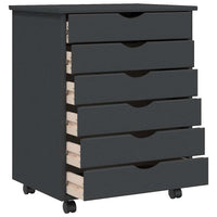 Armadietto Rotante con Cassetti MOSS Grigio Legno Massello Pino 355893