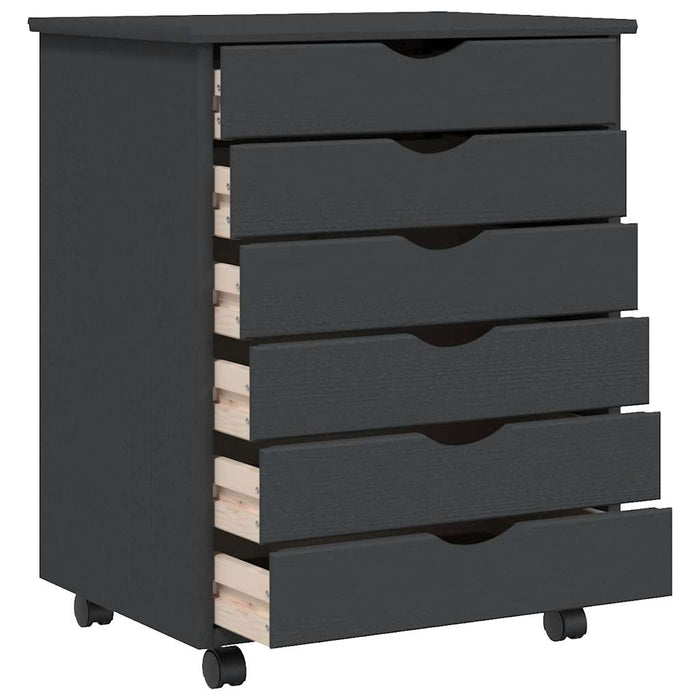 Armadietto Rotante con Cassetti MOSS Grigio Legno Massello Pino 355893