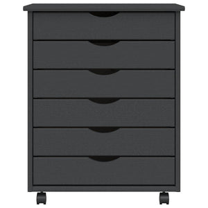 Armadietto Rotante con Cassetti MOSS Grigio Legno Massello Pino 355893