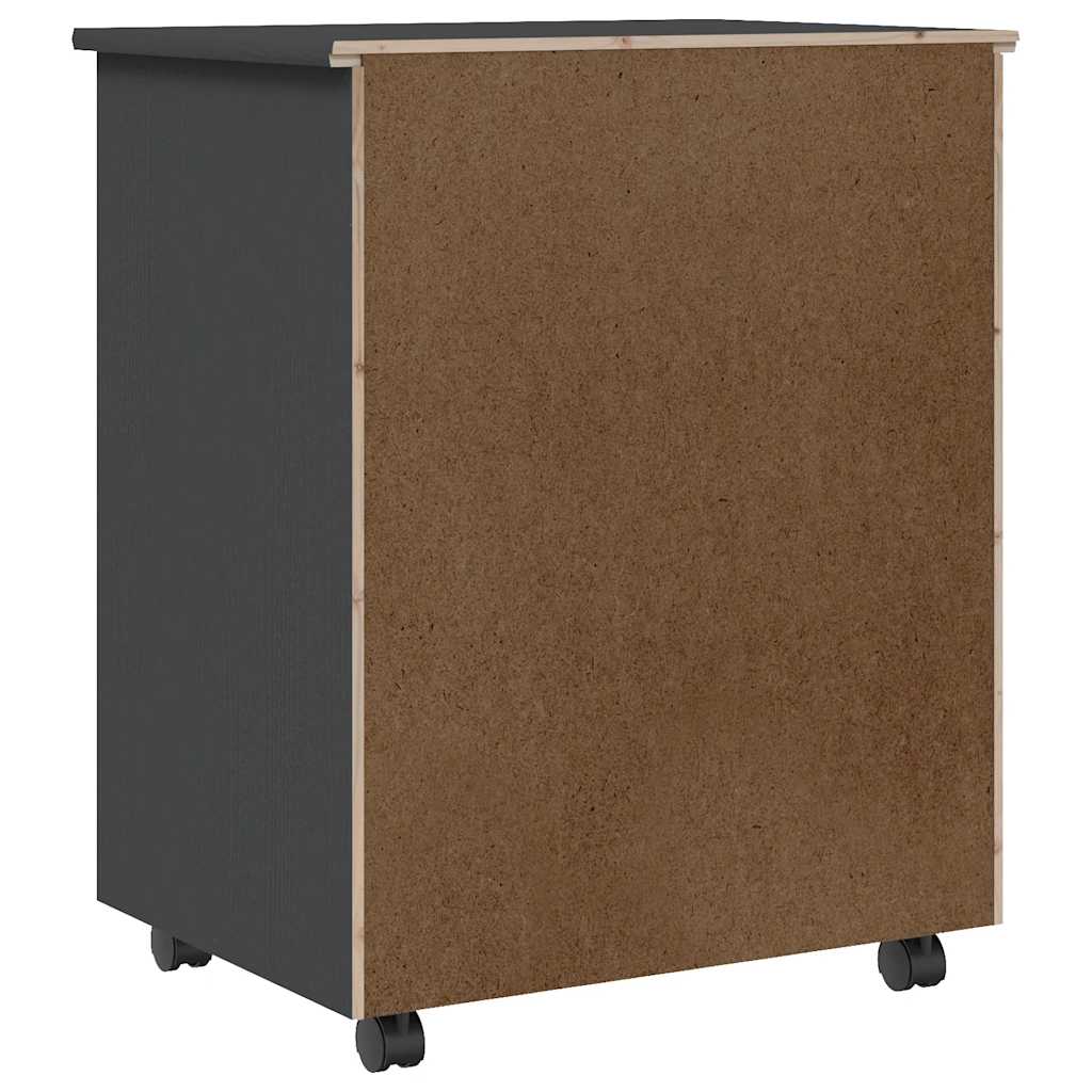 Armadietto Rotante con Cassetti MOSS Grigio Legno Massello Pino 355893