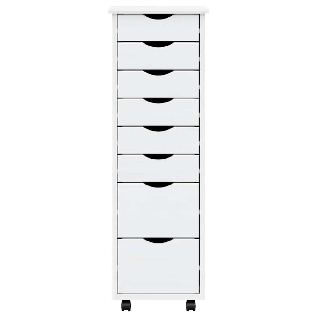 Armadietto Rotante con Cassetti MOSS Bianco Legno Massello Pino 355895