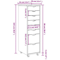 Armadietto Rotante con Cassetti MOSS Grigio Legno Massello Pino 355896