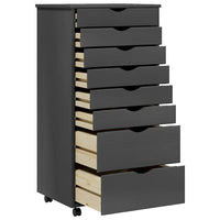 Armadietto Rotante con Cassetti MOSS Grigio Legno Massello Pino