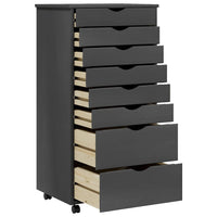 Armadietto Rotante con Cassetti MOSS Grigio Legno Massello Pino 355899