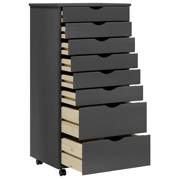 Armadietto Rotante con Cassetti MOSS Grigio Legno Massello Pino 355899