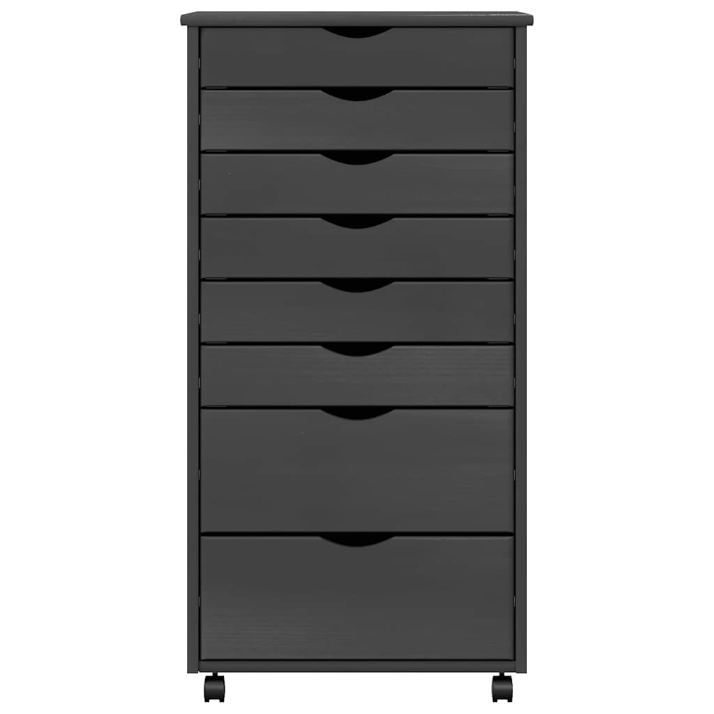 Armadietto Rotante con Cassetti MOSS Grigio Legno Massello Pino 355899