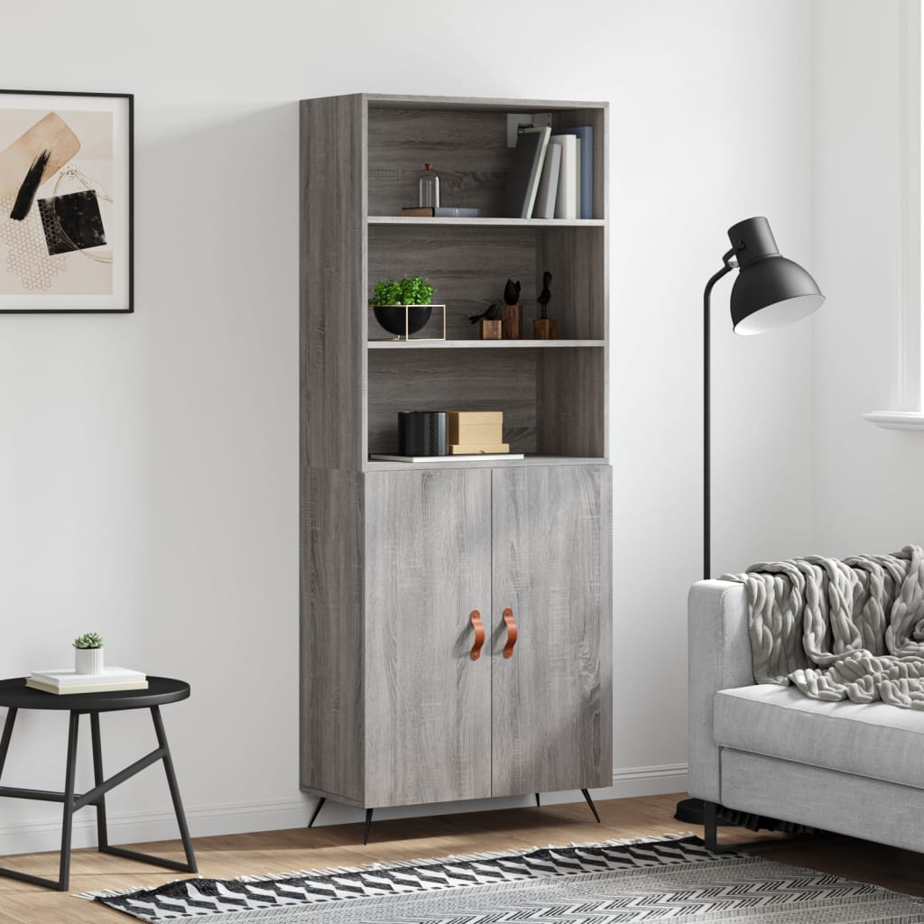 Credenza Grigio Sonoma 69,5x34x180 cm in Legno Multistratocod mxl 125508