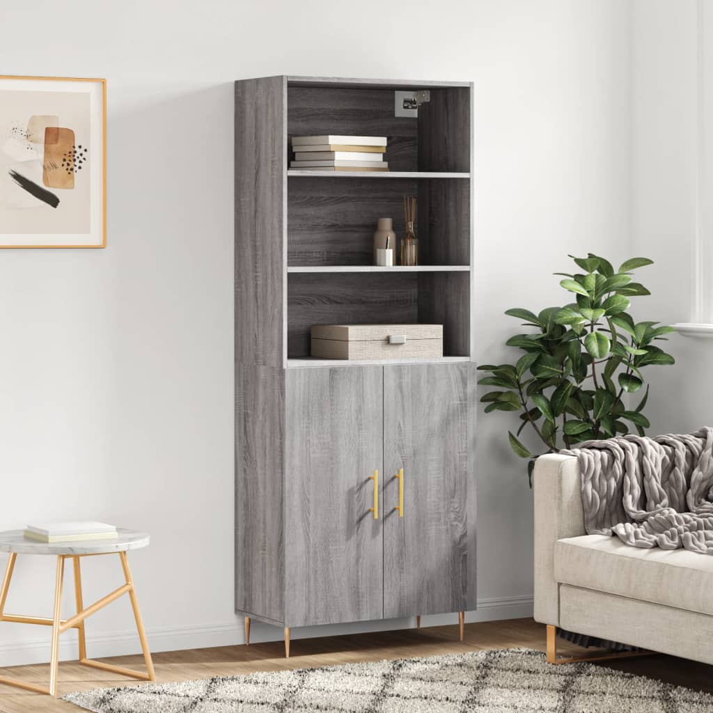 Credenza-Buffet-Armadio da cucina Grigio Sonoma 69,5x34x180 cm in Legno Multistrato 451503