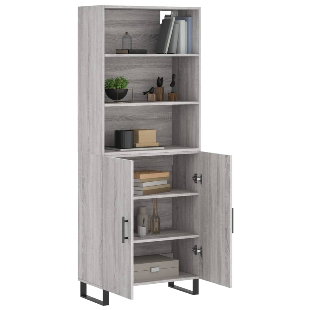 Credenza Grigio Sonoma 69,5x34x180 cm in Legno Multistrato 3189283