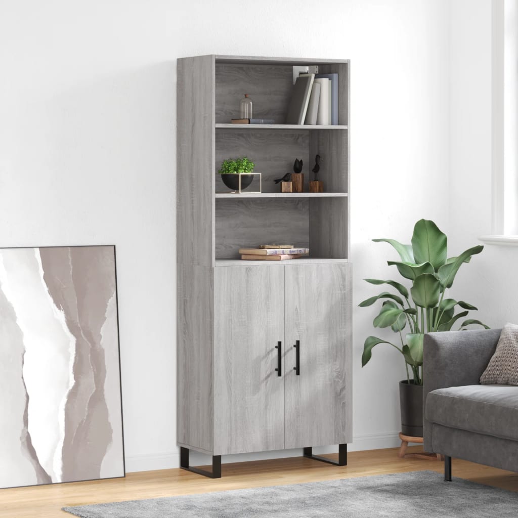 Credenza Grigio Sonoma 69,5x34x180 cm in Legno Multistrato 3189283