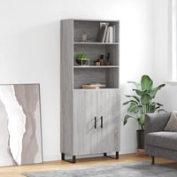 Credenza Grigio Sonoma 69,5x34x180 cm in Legno Multistrato 3189283