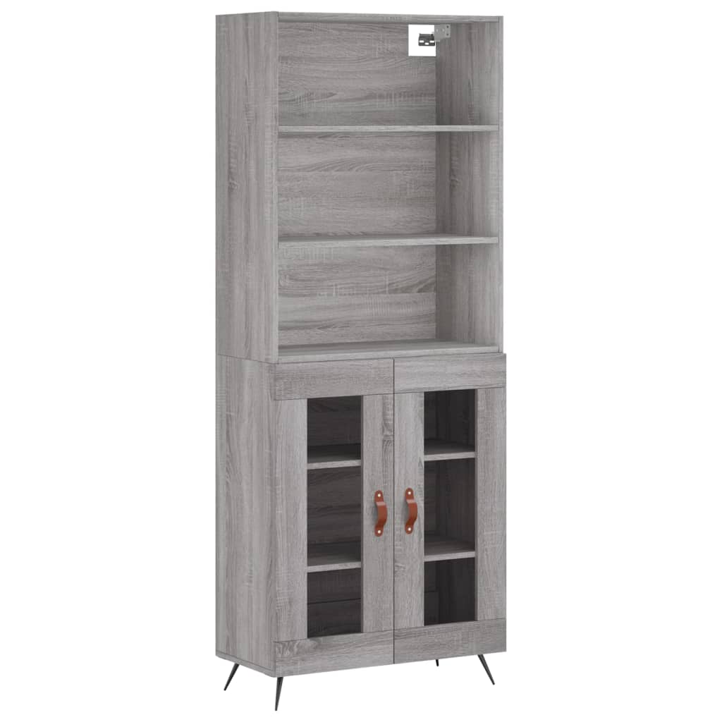 Credenza Grigio Sonoma 69,5x34x180 cm in Legno Multistrato 3189291