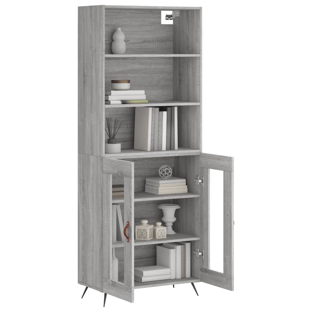 Credenza Grigio Sonoma 69,5x34x180 cm in Legno Multistrato 3189291