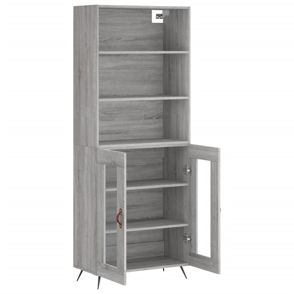 Credenza Grigio Sonoma 69,5x34x180 cm in Legno Multistrato 3189291