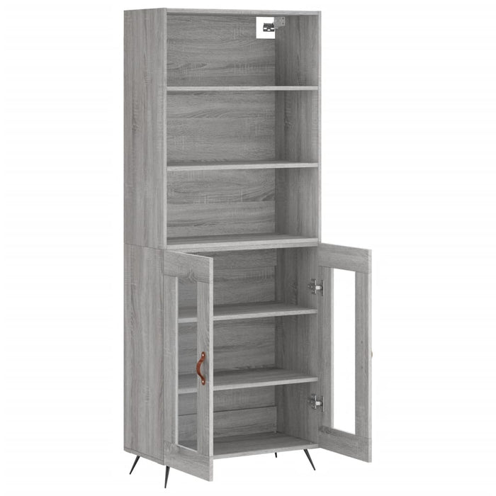 Credenza Grigio Sonoma 69,5x34x180 cm in Legno Multistrato 3189291