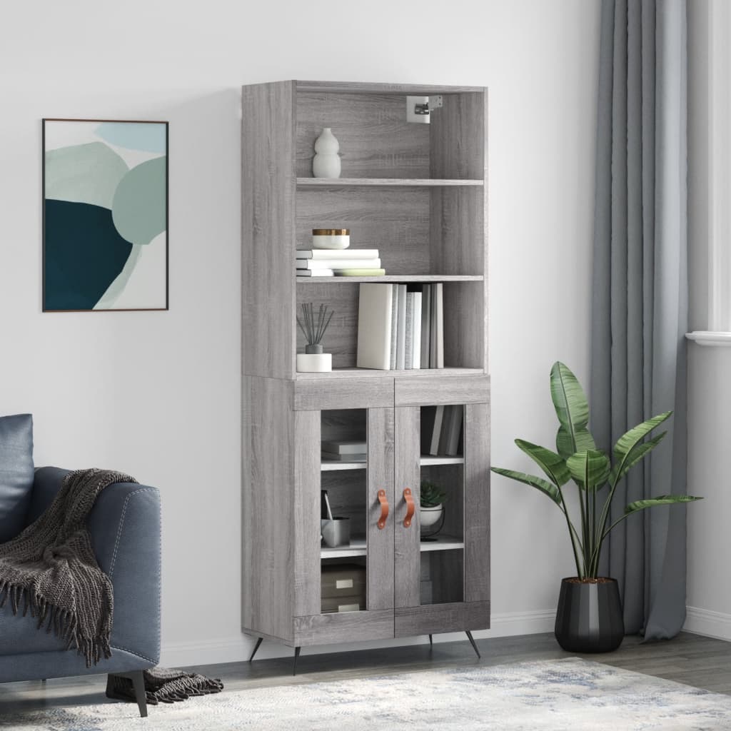 Credenza Grigio Sonoma 69,5x34x180 cm in Legno Multistrato 3189291