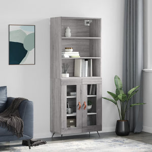 Credenza Grigio Sonoma 69,5x34x180 cm in Legno Multistrato 3189291